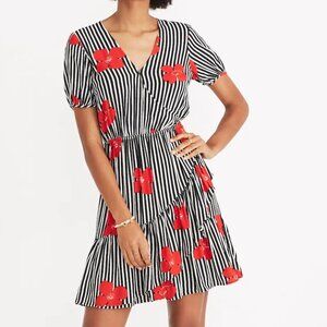 Madewell Floral Ruffle-Wrap Dress